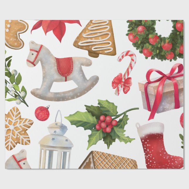Papel De Presente Doces de Natal Bonitos do Pai Natal Personalizados (Aberto)