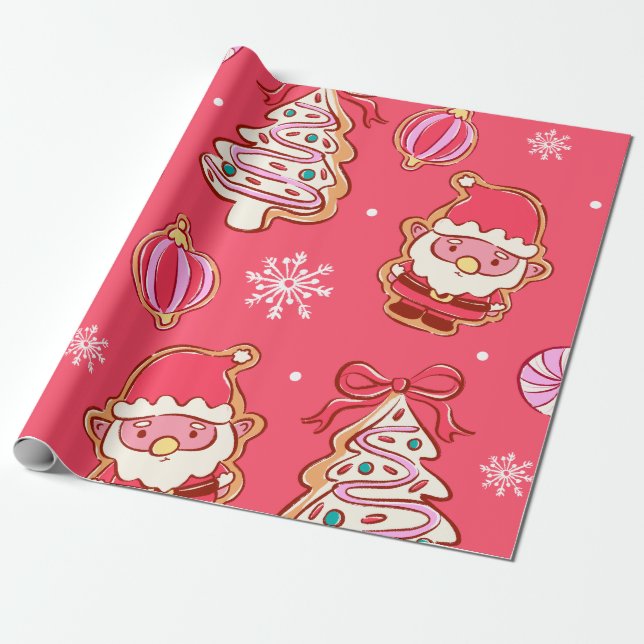 Papel De Presente Doces de Natal de Gengibre (Desenrolado)