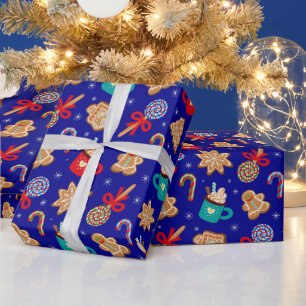 Papel De Presente Doces de Natal Festivos, Biscoitos e Chocolate Que
