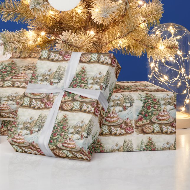 Papel De Presente Doces e Biscoitos de Natal, Árvore de Natal (Feriados)