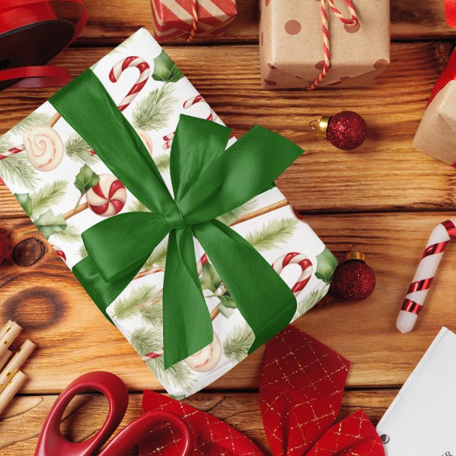 Papel De Presente Doces e doces bonitos e vegetação natalícia (Criador carregado)