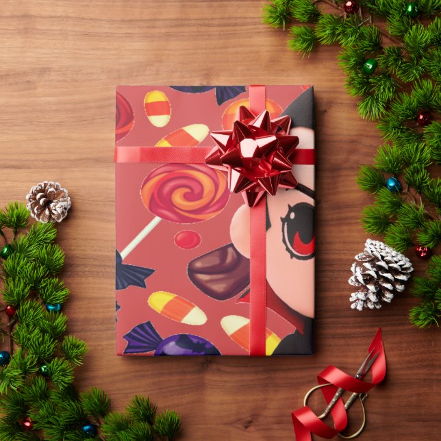 Papel De Presente Doces e Dracula Cute Spooky para o Dia das Bruxas (Presente de Natal)