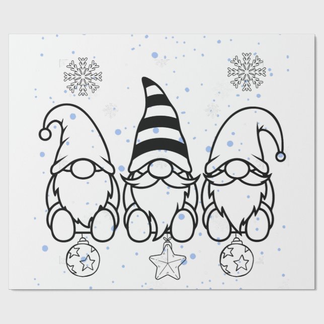 Papel De Presente Doces Gnomos de Natal Design de Feriado.  (Aberto)