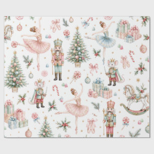 Papel De Presente Doces Quebra-Nozes Pastel Ballet Natal