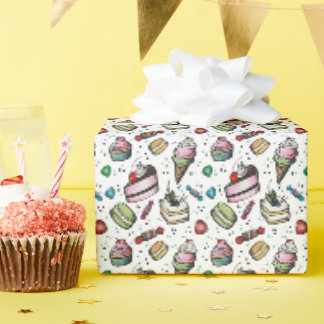 Papel De Presente Doces Retro - Branco