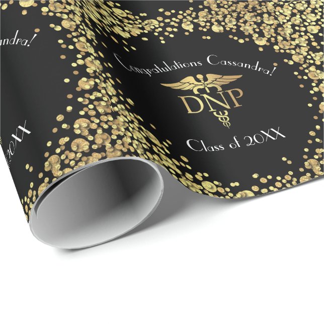 Papel De Presente Doctor of Nursing Practice Graduation Black Gold (Ponta do rolo)