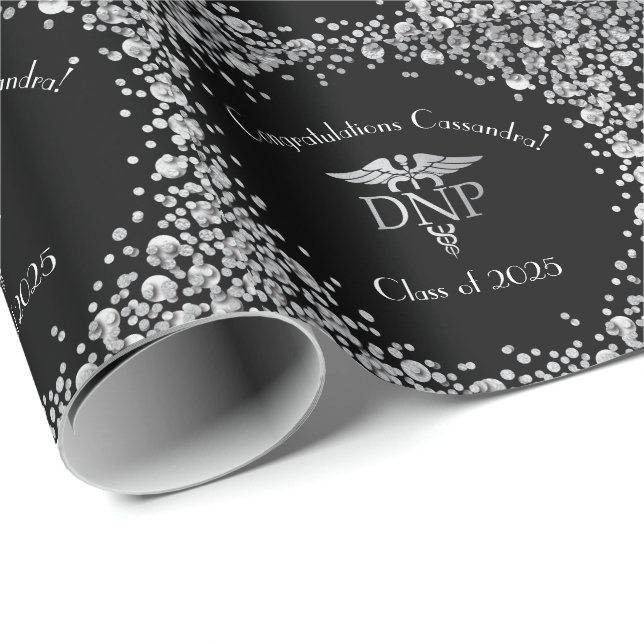 Papel De Presente Doctor of Nursing Practice Graduation Black Silver (Ponta do rolo)