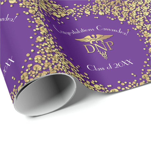 Papel De Presente Doctor of Nursing Practice Graduation Purple Gold (Ponta do rolo)