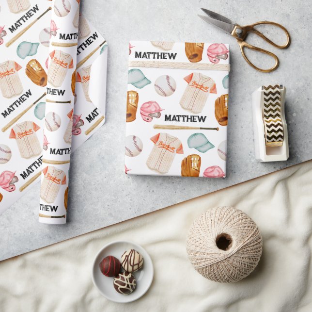 Papel De Presente Documento de Aterro de Aniversário do Baseball (Artesanato)