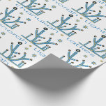 Papel De Presente Documento de Moldagem de Hanukkah "Blue Bling Meno<br><div class="desc">Hanukkah Gift Quebra "Menorás Azuis". Aproveite o meu design de papel de embalagem mais recente. O preço varia conforme você escolhe entre 4 tipos e 5 tamanhos de papel. Obrigados para parar e comprar. Seu negócio é muito apreciado. Aproveite! Chag/Happy Chanukah/Hanukkah!!</div>