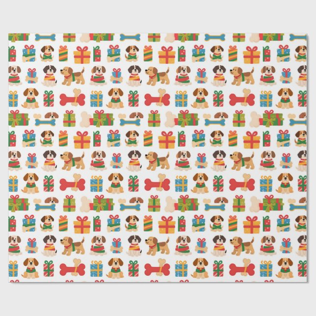 Papel De Presente Dog And Bone Colourful Gift Christmas (Aberto)
