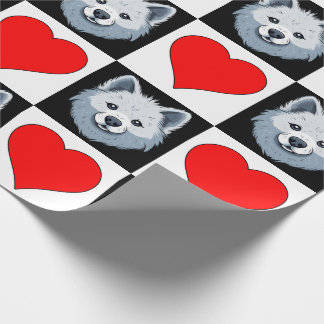 Papel De Presente Dog Heart Pattern Cute Puppy Gift