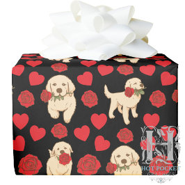 Papel De Presente Dog Lover Valentine Gift Wrapping Paper - Black