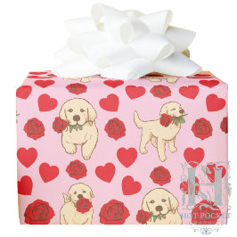 Papel De Presente Dog Lover Valentine Gift Wrapping Paper - Pink