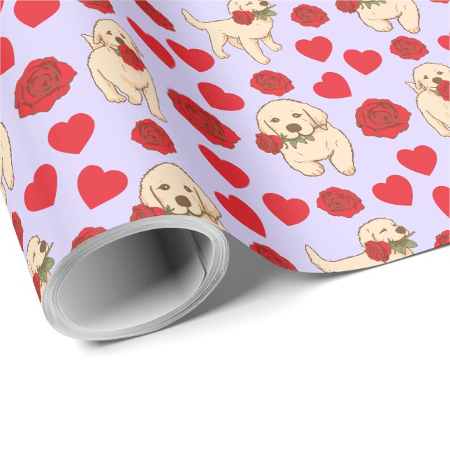 Papel De Presente Dog Lover Valentine Gift Wrapping Paper - Purple (Ponta do rolo)