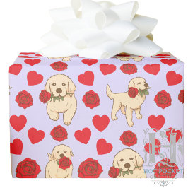 Papel De Presente Dog Lover Valentine Gift Wrapping Paper - Purple