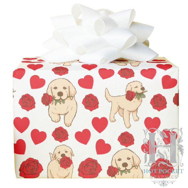 Papel De Presente Dog Lover Valentine Gift Wrapping Paper - White (Criador carregado)