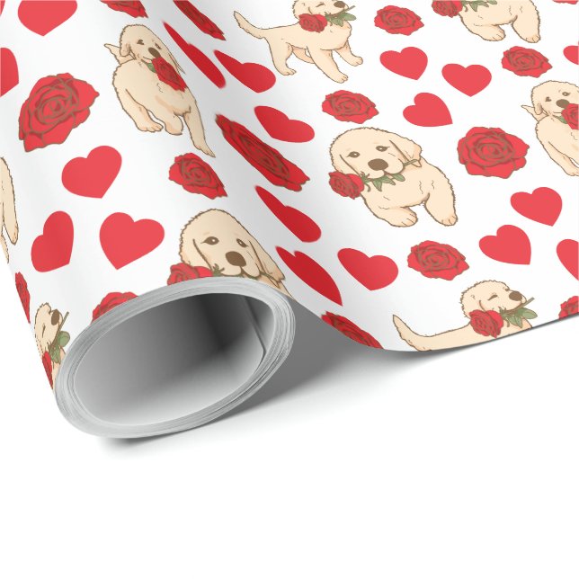 Papel De Presente Dog Lover Valentine Gift Wrapping Paper - White (Ponta do rolo)
