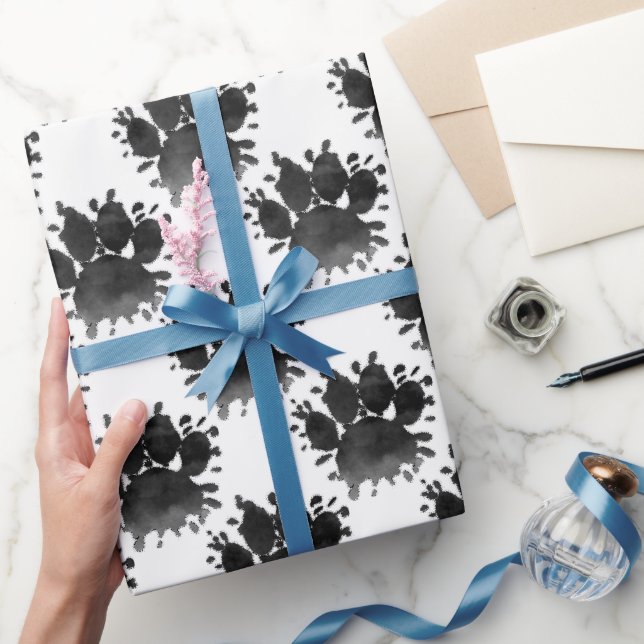 Papel De Presente Dog Paw Print Watercolor Canine Paw (Presentear)