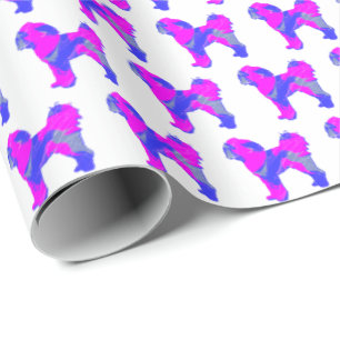 Papel De Presente Dog Silhouette P&B White Gift