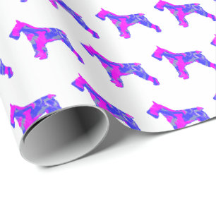 Papel De Presente Dog Silhouette Pink/Blue White Gift