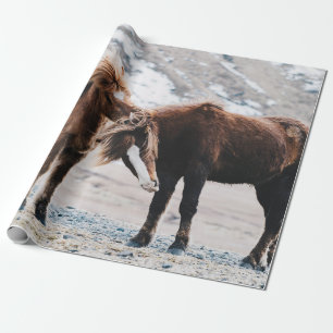 PAPEL DE PRESENTE DOIS CAVALOS MARAVILHADOS NO CAMPO