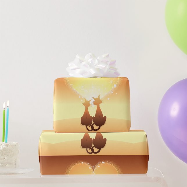 Papel De Presente Dois Gatos Apaixonados Por Papel De Moldagem (Criador carregado)