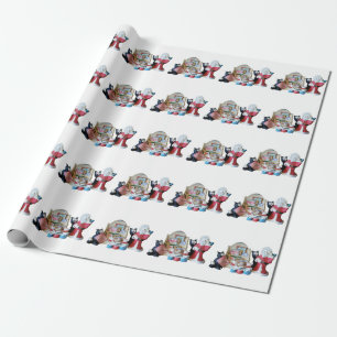 Papel De Presente Dois gatos, três ratos e papai noel