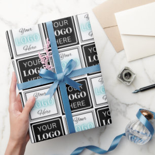 Papel De Presente Dois Logos Evento Simples Fundo Branco