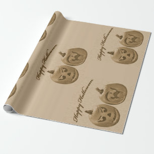 Papel De Presente Dois Pumpkins Feliz Halloween Wrappaper