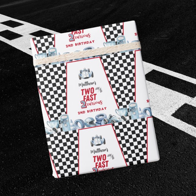 Papel De Presente Dois rápidos 2º aniversário Menino Carro de corrid (Criador carregado)