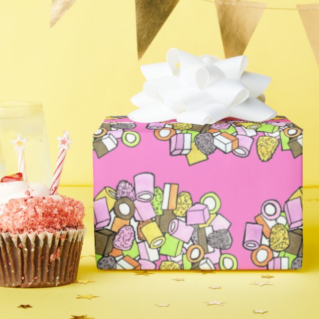Papel De Presente Dolly Mixture UK British Fondant Confection Candy (Festa de aniversário)