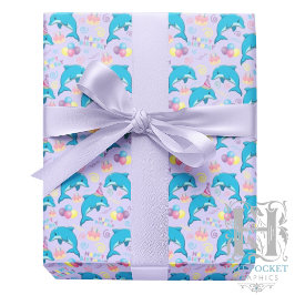 Papel De Presente Dolphin Birthday Gift Wrapping Paper in Purple