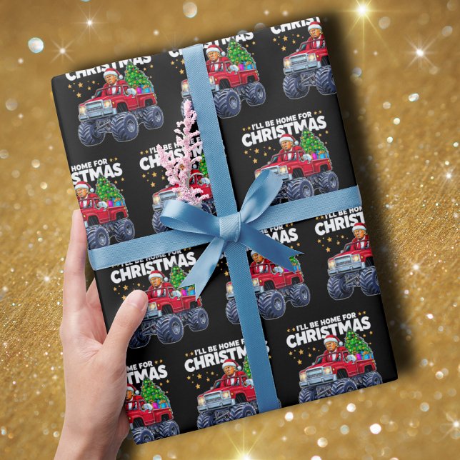 Papel De Presente Donald Trump Christmas | Estarei em casa para o Na (Criador carregado)