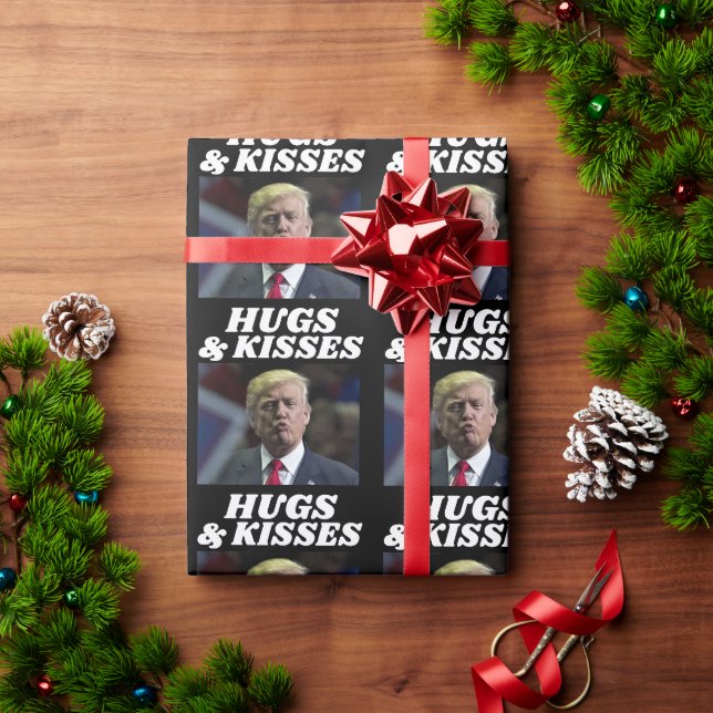 PAPEL DE PRESENTE DONALD TRUMP CHRISTMAS KISS WRAPPING PAPEL (Presente de Natal)