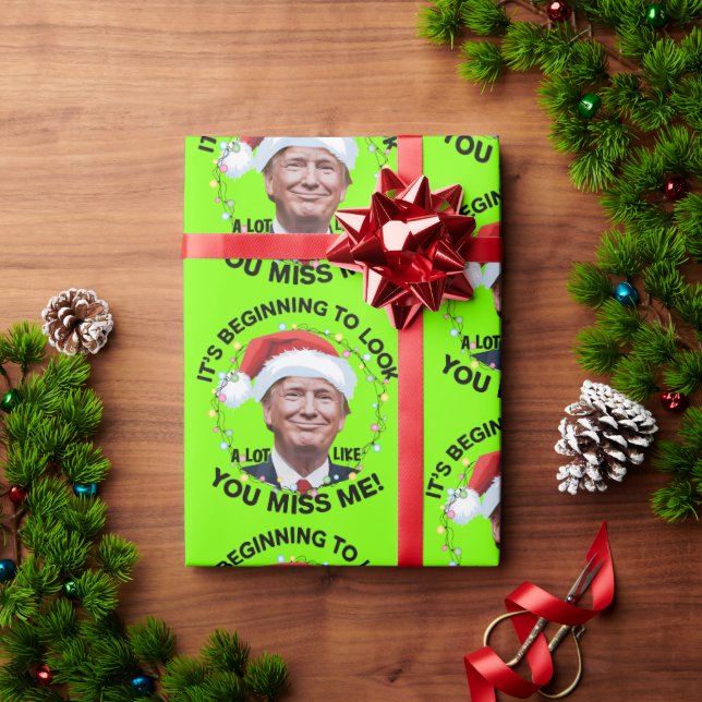Papel De Presente Donald Trump Encantado Natal MAGA (Presente de Natal)