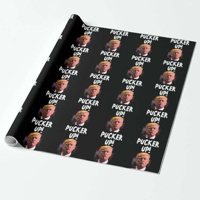 PAPEL DE PRESENTE DONALD TRUMP KISS FUNNY (Desenrolado)