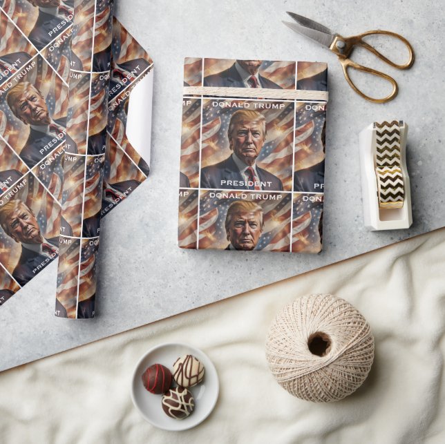 Papel De Presente Donald Trump - Retrato do Presidente (Artesanato)