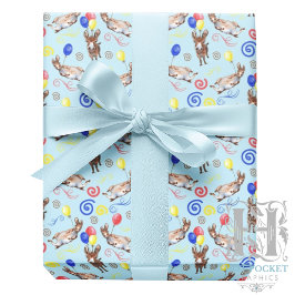 Papel De Presente Donkey Birthday Gift Wrapping Paper in Blue