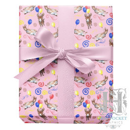 Papel De Presente Donkey Birthday Wrapping Paper in Pink