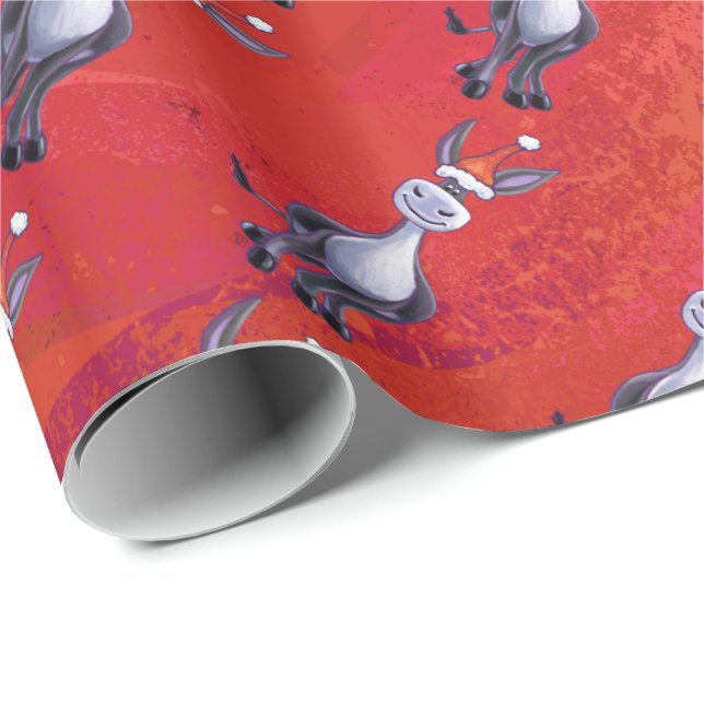 Papel De Presente Donkey Christmas on Green (Ponta do rolo)