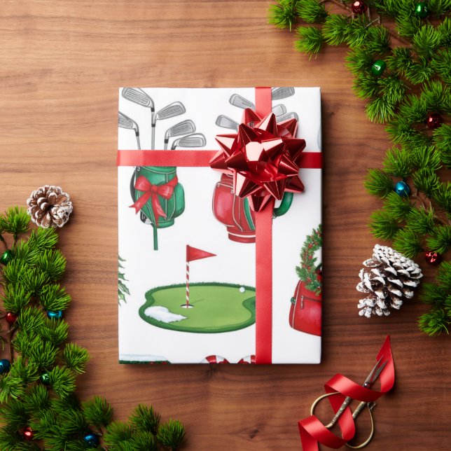 Papel De Presente Dons temáticos de golfe do Natal para golfista (Presente de Natal)