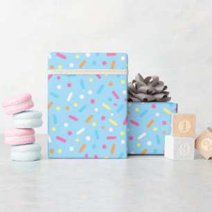 Papel De Presente Donut com Glacê Azul Fofo e Confeitos