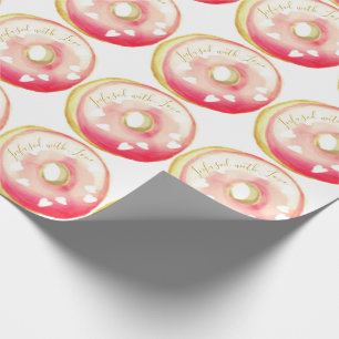Papel De Presente Donut Rosado "Infundido com Amor" Modelo