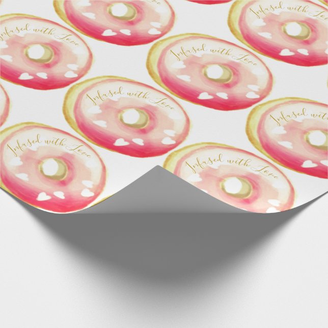 Papel De Presente Donut Rosado "Infundido com Amor" Modelo (Ponta)