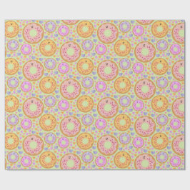 Papel De Presente Donuts & Corações Pastel Adoráveis