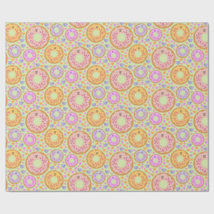 Papel De Presente Donuts & Corações Pastel Adoráveis