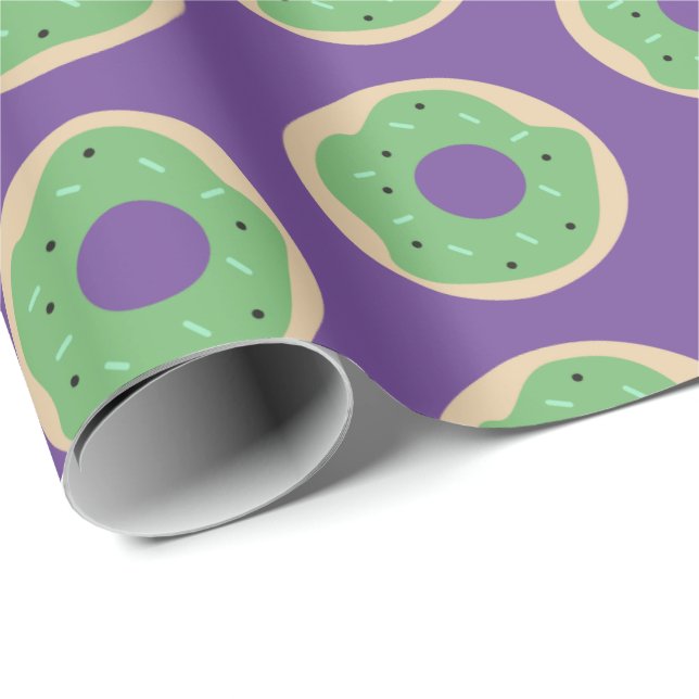 Papel De Presente Donuts Fofos de Halloween com Granulado e Cobertur (Ponta do rolo)