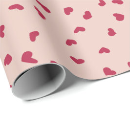 Papel De Presente Doodle de Coração Vermelho Espalhado Fofo