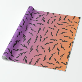 Papel De Presente Doodles em Laranja e Roxo
